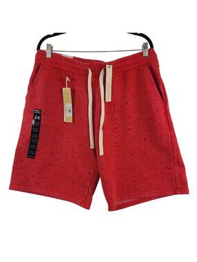 NEW Reason Men's Red Drawstring Shorts Sz 2X Rhinestone Accents & Pockets